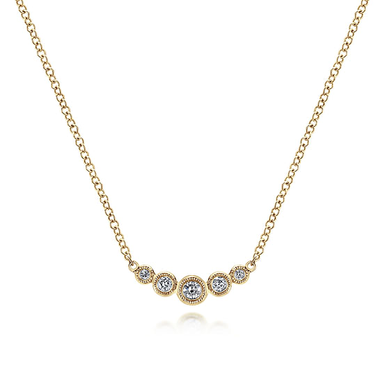 Gabriel - 14K Yellow Gold Curved Diamond Bar Necklace