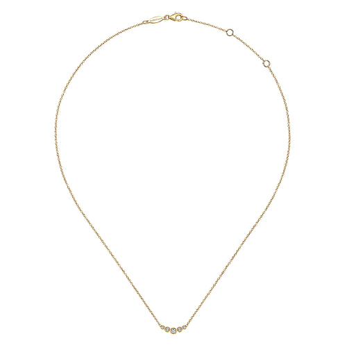 14K Yellow Gold Curved Diamond Bar Necklace