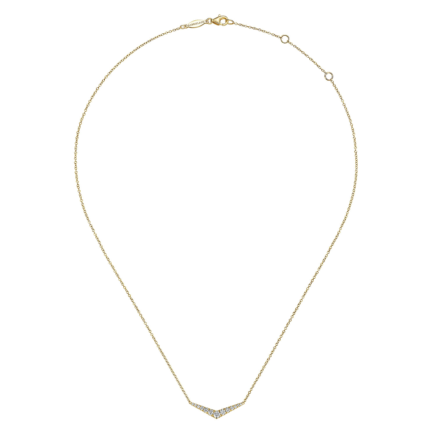 14K Yellow Gold Curved Diamond Bar Necklace
