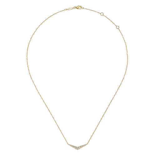 14K Yellow Gold Curved Diamond Bar Necklace