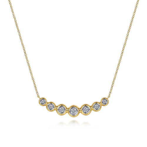 14K Yellow Gold Curved Diamond Bar Necklace