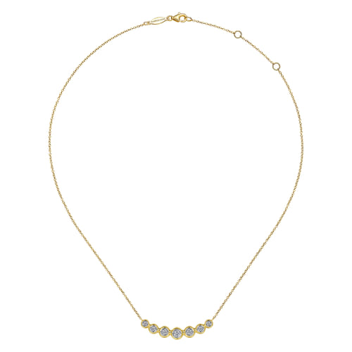 14K Yellow Gold Curved Diamond Bar Necklace