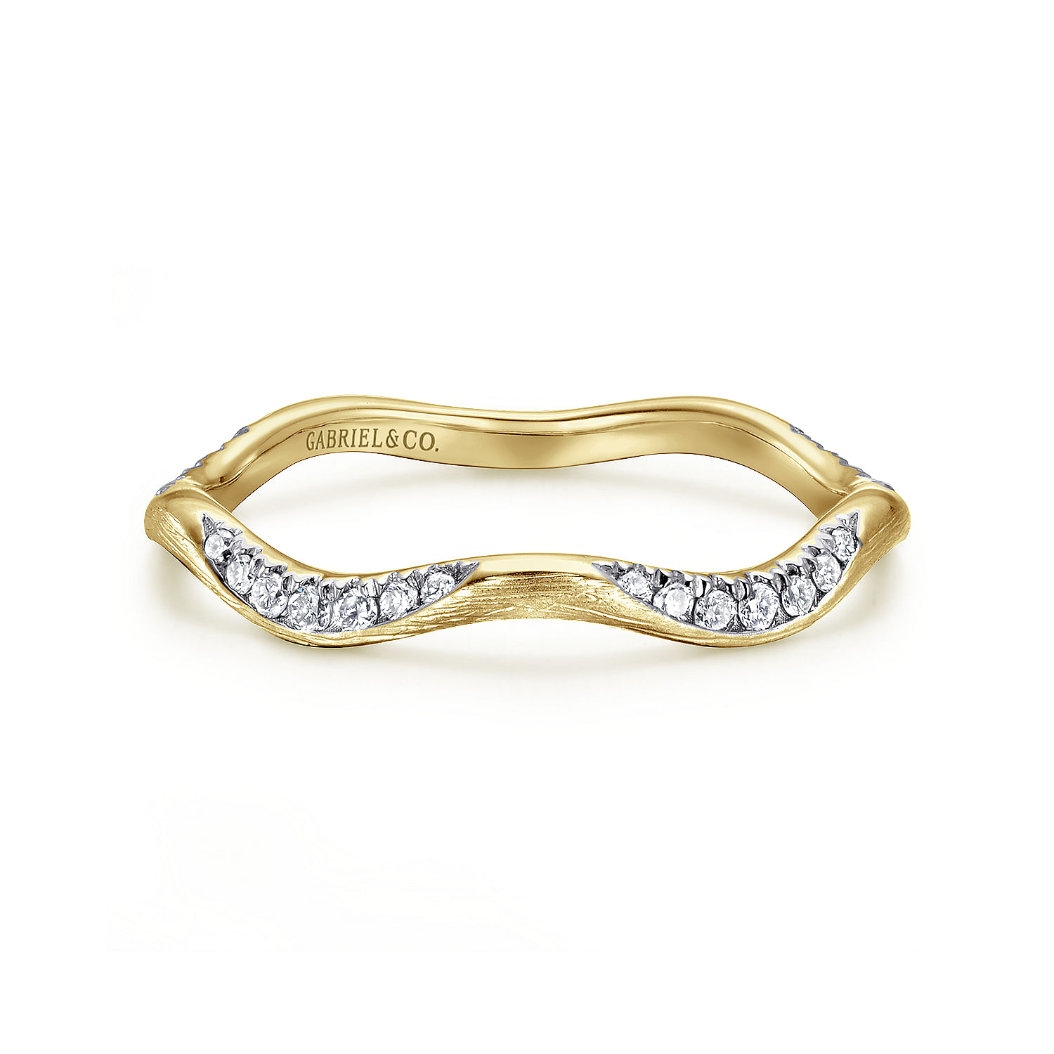 14K Yellow Gold Curved Diamond Stackable Ring