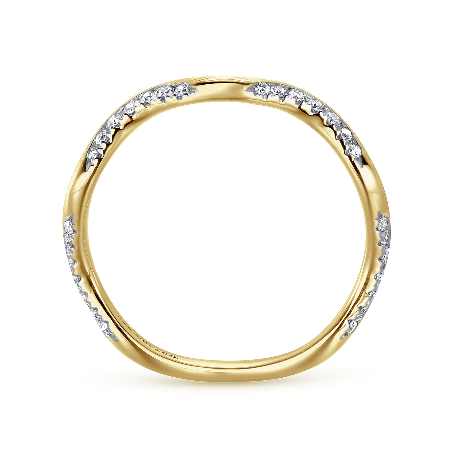 14K Yellow Gold Curved Diamond Stackable Ring