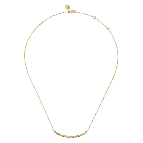 14K Yellow Gold Curved Diamond Station Bar Necklace 14K Yellow Gold Curved Diamond Station Bar Necklace