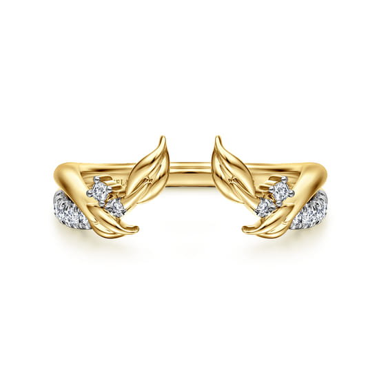 14K Yellow Gold Curved Floral Open Diamond Ring 14K Yellow Gold Curved Floral Open Diamond Ring