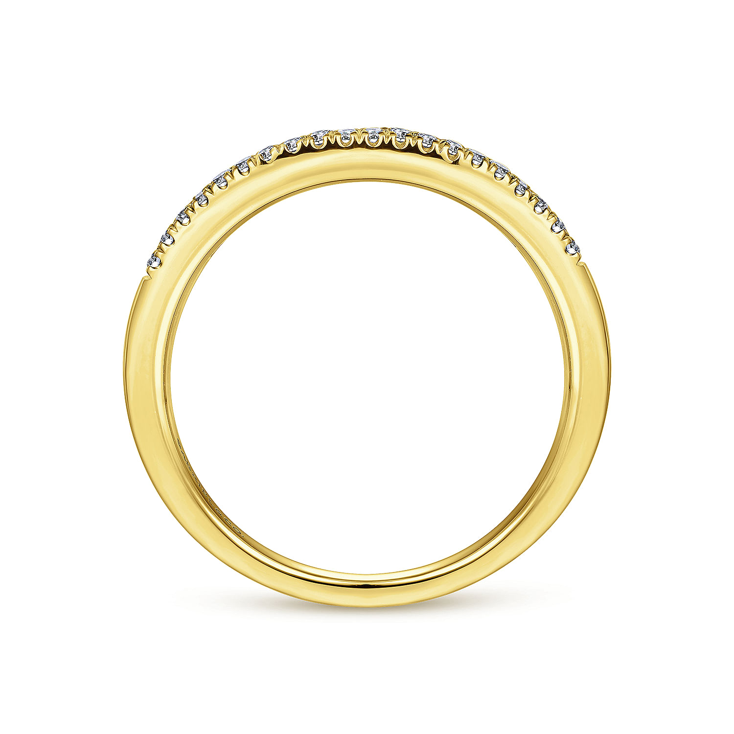 14K Yellow Gold Curved Pavé Diamond Ring