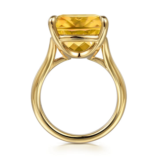 14K Yellow Gold Cushion Cut Citrine Ladies Ring angle 2 14K Yellow Gold Cushion Cut Citrine Ladies Ring angle 2