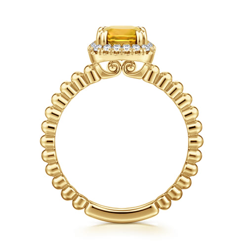 14K Yellow Gold Cushion Cut Citrine and Diamond Halo Ring 14K Yellow Gold Cushion Cut Citrine and Diamond Halo Ring