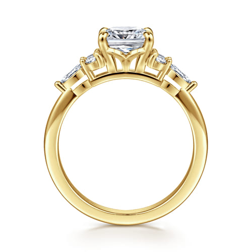 14K Yellow Gold Cushion Cut Diamond Cluster Engagement Ring 14K Yellow Gold Cushion Cut Diamond Cluster Engagement Ring