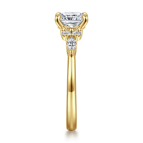 14K Yellow Gold Cushion Cut Diamond Cluster Engagement Ring 14K Yellow Gold Cushion Cut Diamond Cluster Engagement Ring