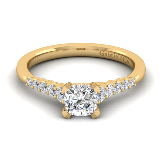 Gabriel - 14K Yellow Gold Cushion Cut Diamond Engagement Ring