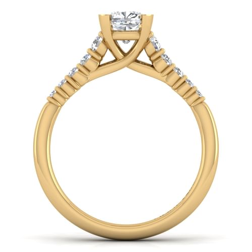 14K Yellow Gold Cushion Cut Diamond Engagement Ring