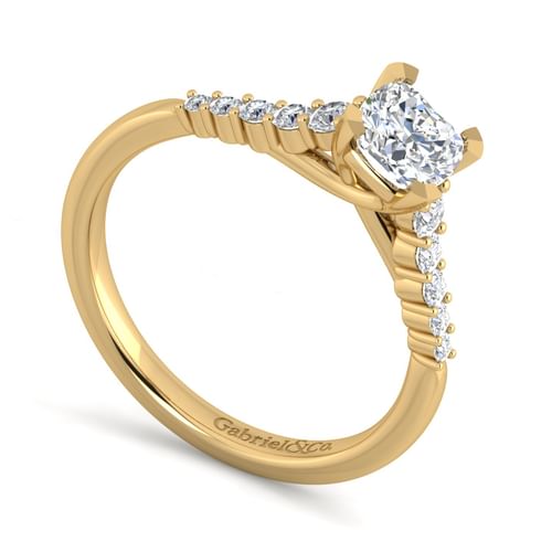 14K Yellow Gold Cushion Cut Diamond Engagement Ring