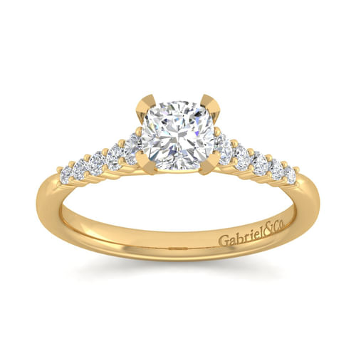 14K Yellow Gold Cushion Cut Diamond Engagement Ring