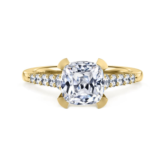 Gabriel - 14K Yellow Gold Cushion Cut Diamond Engagement Ring