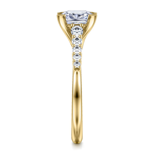 14K Yellow Gold Cushion Cut Diamond Engagement Ring