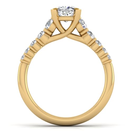 14K Yellow Gold Cushion Cut Diamond Engagement Ring