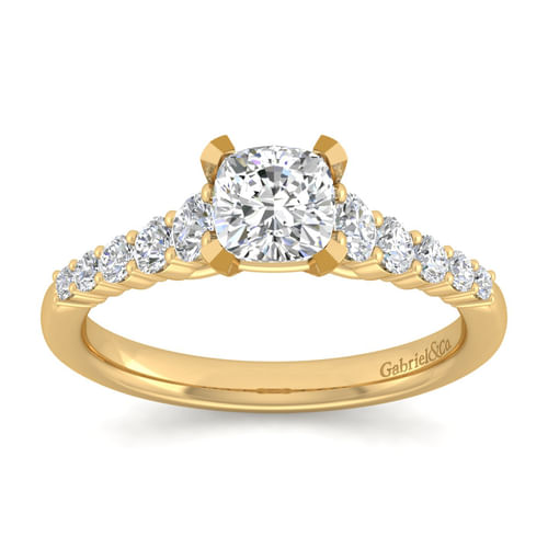 14K Yellow Gold Cushion Cut Diamond Engagement Ring