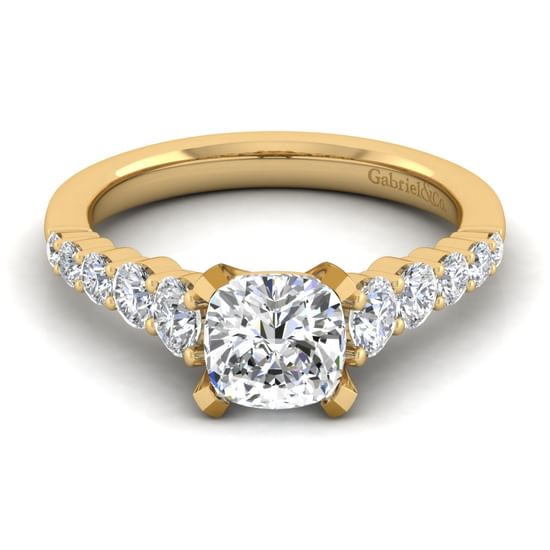 Gabriel - 14K Yellow Gold Cushion Cut Diamond Engagement Ring