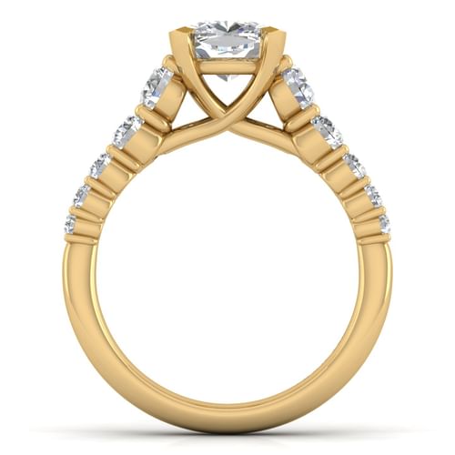 14K Yellow Gold Cushion Cut Diamond Engagement Ring