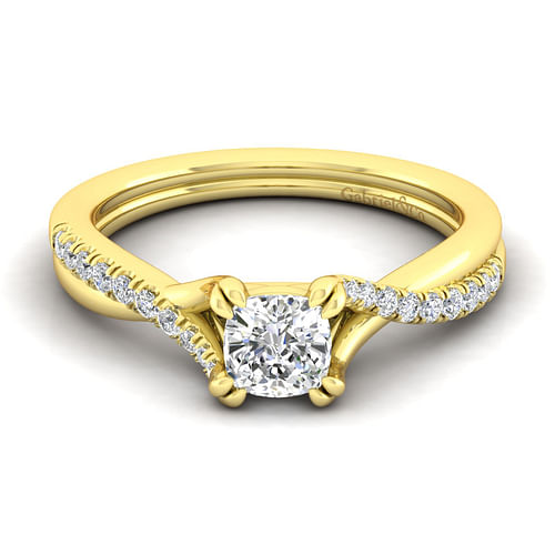 14K Yellow Gold Cushion Cut Diamond Engagement Ring