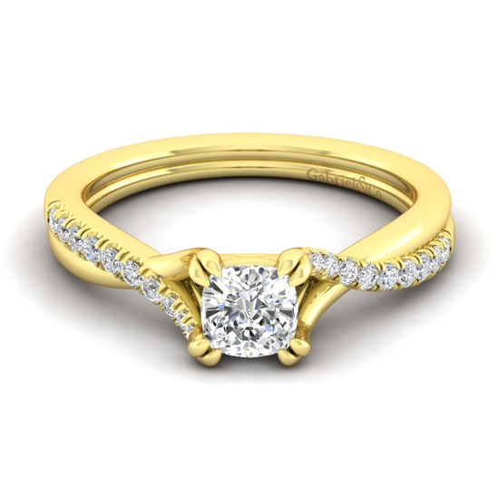 Gabriel - 14K Yellow Gold Cushion Cut Diamond Engagement Ring