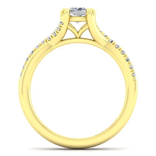 14K Yellow Gold Cushion Cut Diamond Engagement Ring