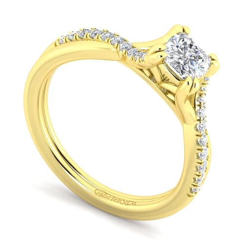 14K Yellow Gold Cushion Cut Diamond Engagement Ring
