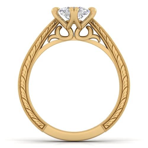 14K Yellow Gold Cushion Cut Diamond Engagement Ring