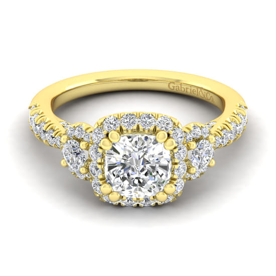Gabriel - 14K Yellow Gold Cushion Cut Diamond Engagement Ring Gabriel - 14K Yellow Gold Cushion Cut Diamond Engagement Ring