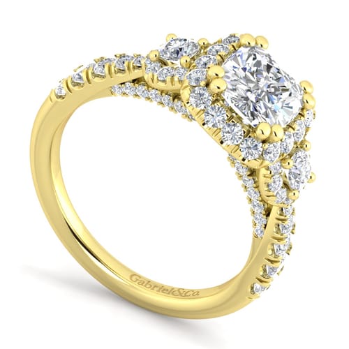 14K Yellow Gold Cushion Cut Diamond Engagement Ring 14K Yellow Gold Cushion Cut Diamond Engagement Ring