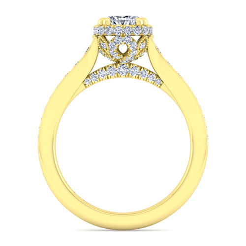 14K Yellow Gold Cushion Cut Diamond Engagement Ring