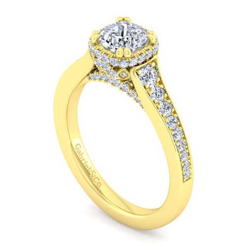 14K Yellow Gold Cushion Cut Diamond Engagement Ring
