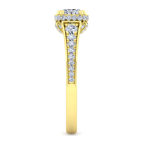 14K Yellow Gold Cushion Cut Diamond Engagement Ring