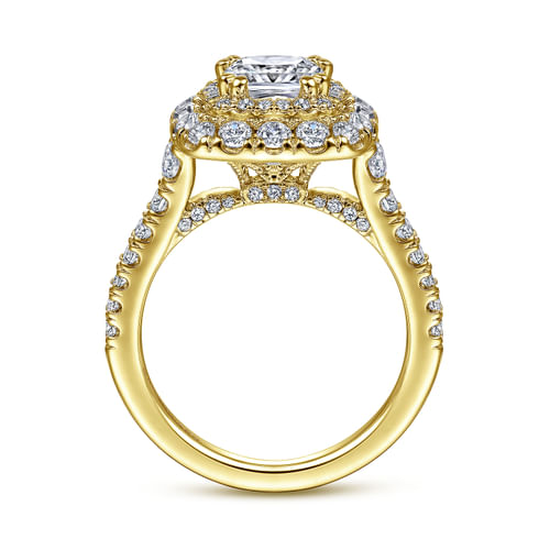 14K Yellow Gold Cushion Cut Diamond Engagement Ring