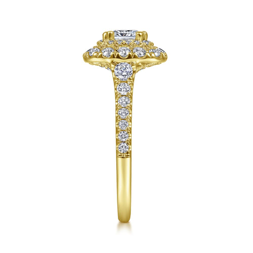 14K Yellow Gold Cushion Cut Diamond Engagement Ring