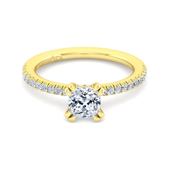 Gabriel - 14K Yellow Gold Cushion Cut Diamond Engagement Ring