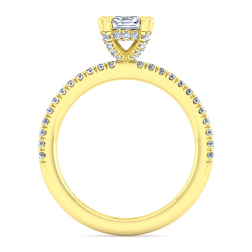 14K Yellow Gold Cushion Cut Diamond Engagement Ring