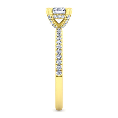 14K Yellow Gold Cushion Cut Diamond Engagement Ring