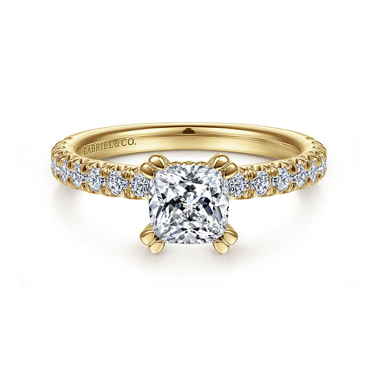 Gabriel - 14K Yellow Gold Cushion Cut Diamond Engagement Ring