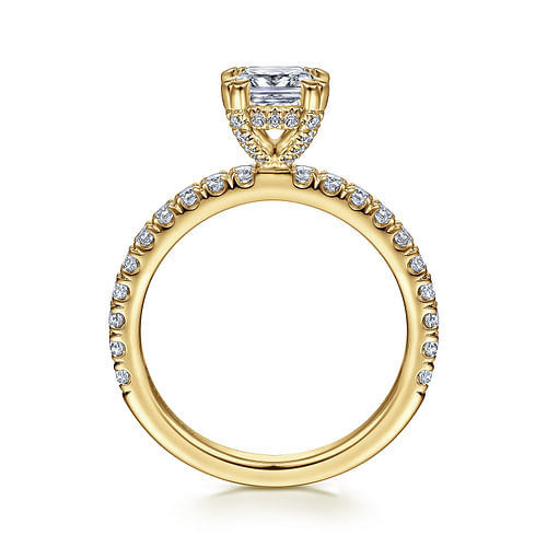 14K Yellow Gold Cushion Cut Diamond Engagement Ring