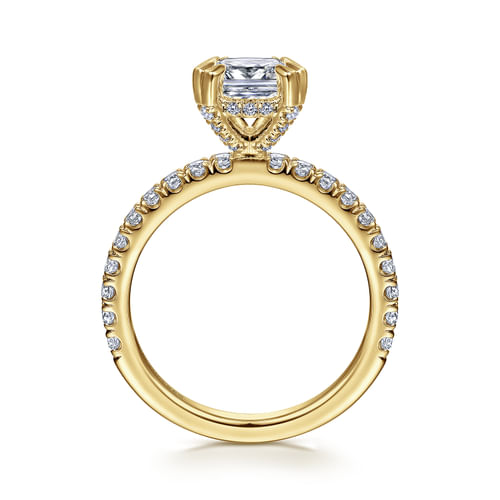 14K Yellow Gold Cushion Cut Diamond Engagement Ring