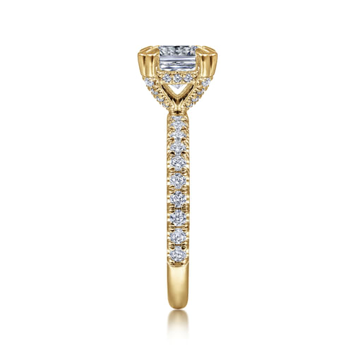 14K Yellow Gold Cushion Cut Diamond Engagement Ring