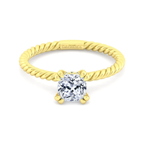 Gabriel - 14K Yellow Gold Cushion Cut Diamond Engagement Ring