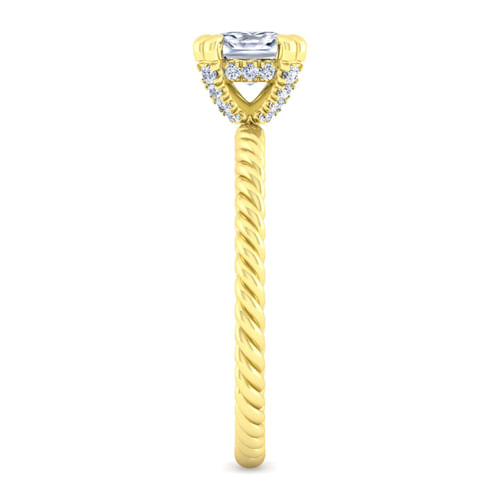 14K Yellow Gold Cushion Cut Diamond Engagement Ring