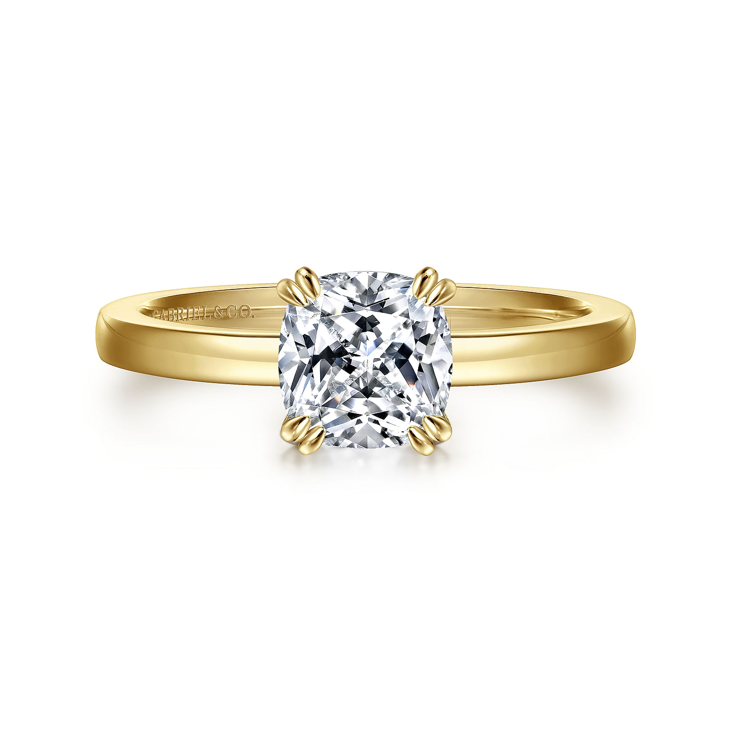 14K Yellow Gold Cushion Cut Diamond Engagement Ring