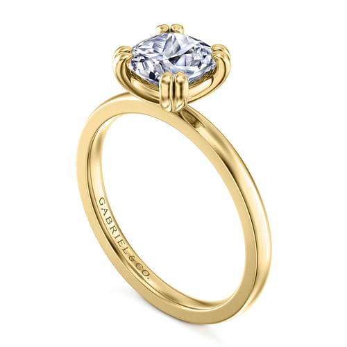 14K Yellow Gold Cushion Cut Diamond Engagement Ring