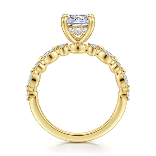 14K Yellow Gold Cushion Cut Diamond Engagement Ring