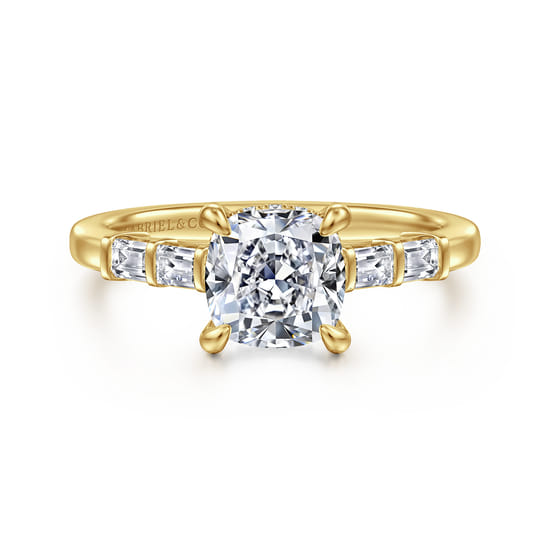 Gabriel - 14K Yellow Gold Cushion Cut Diamond Engagement Ring